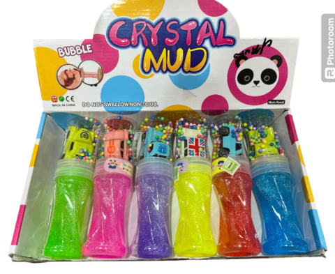 SLIME LABUBU COLOR Y BRILLO CON MUÑECO CRISTAL MUD